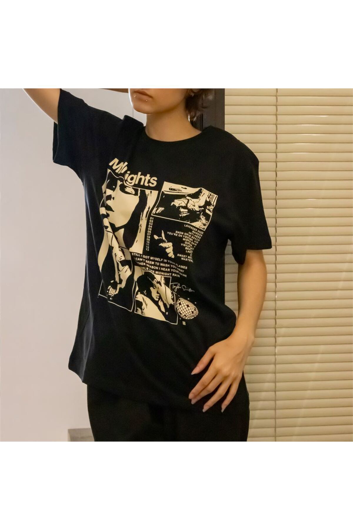 Siyah Taylor Swift - Midnights Unisex T-Shirt