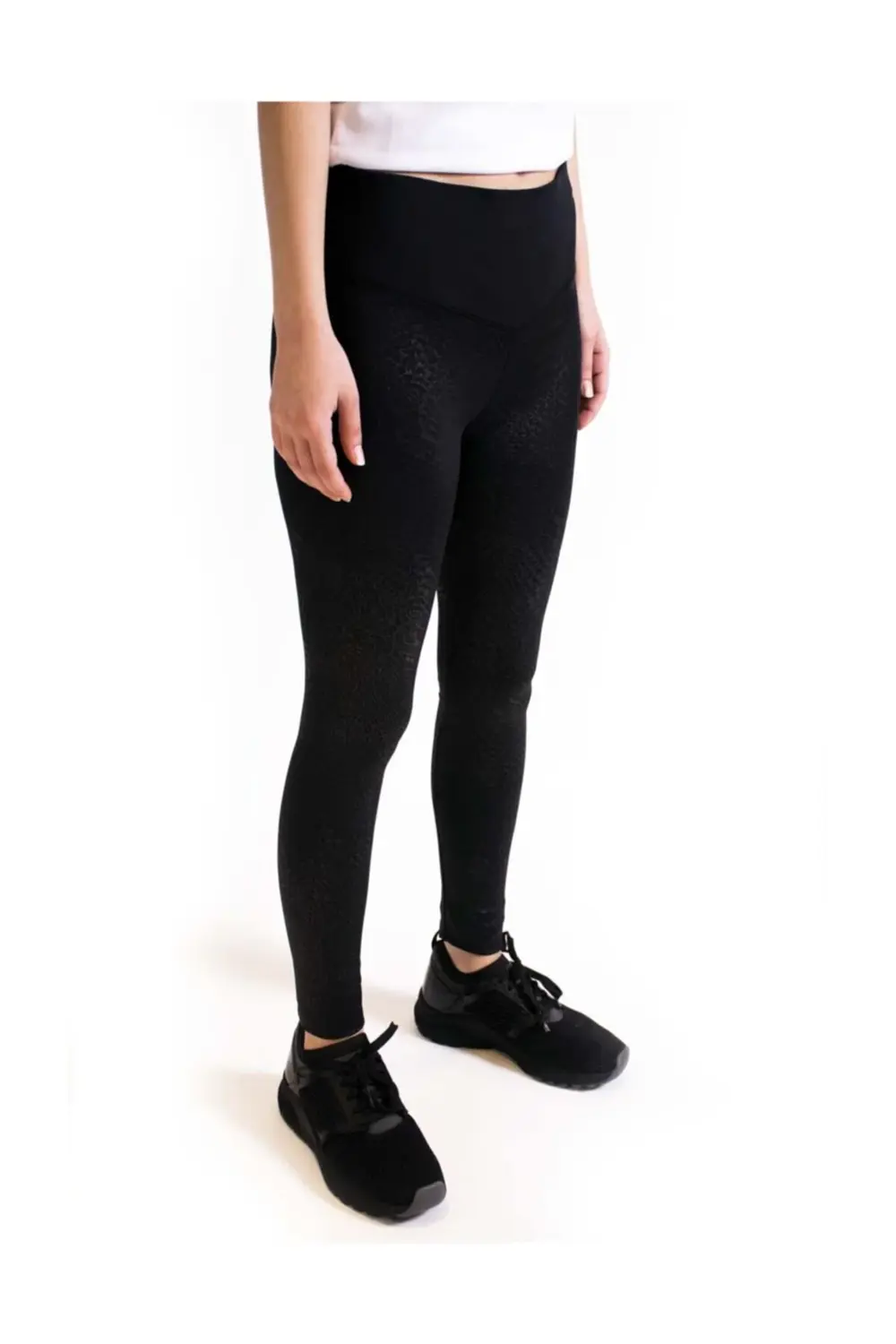 Tayt Siyah Print Leggings Pl W-r9596