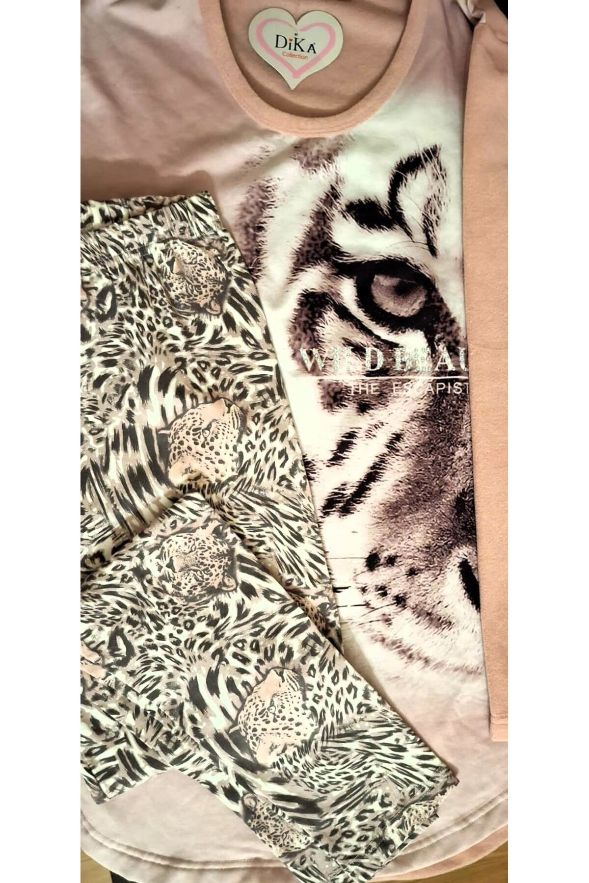 Dika Taytlı Ev Giyim Alt - Üst Takım Pudra