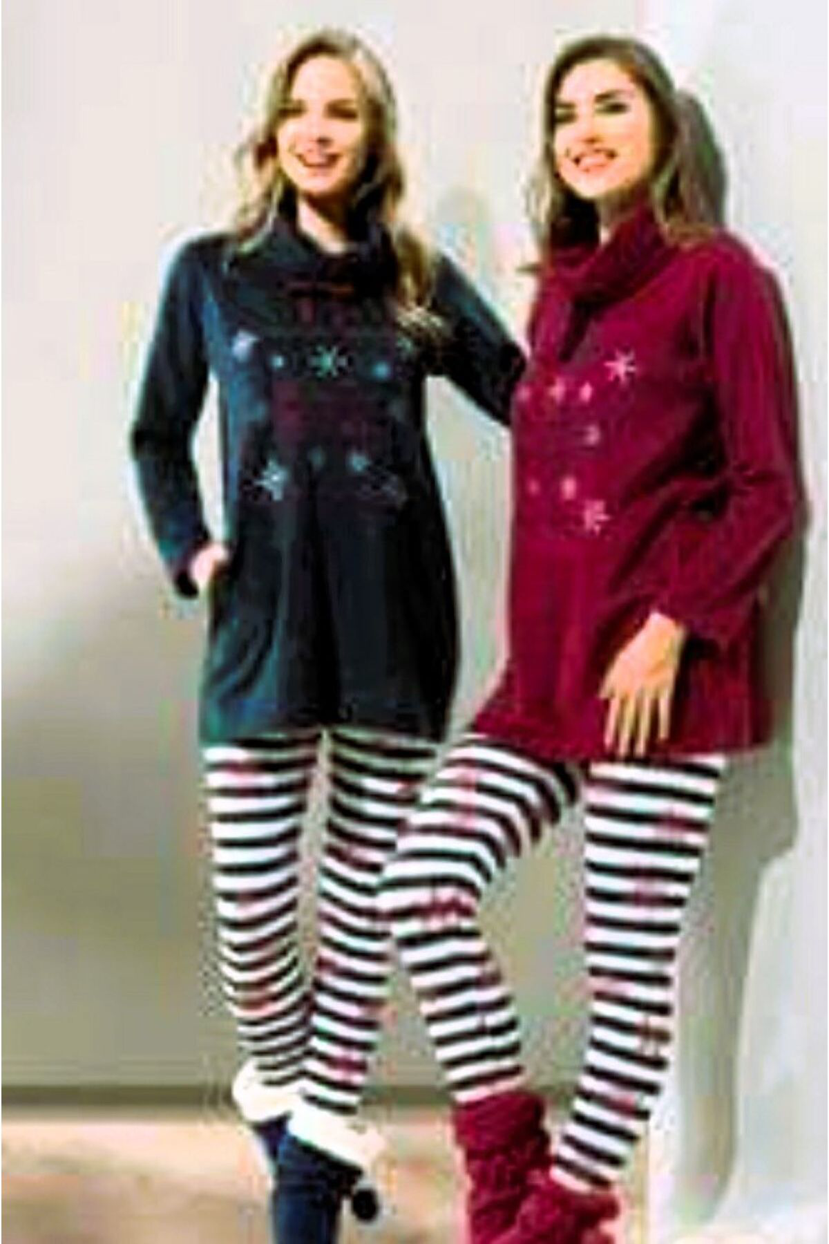 Taytlı Polar Pijama Takımı Bordo