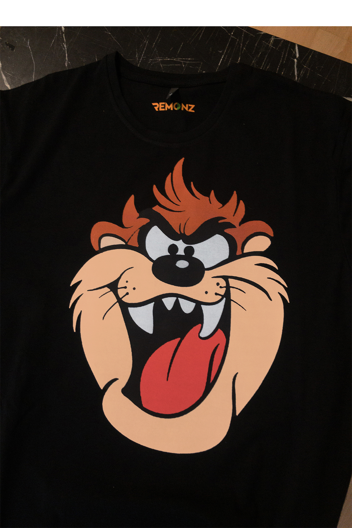 Remonz Tazmanya Canavarı Baskılı %100 Pamuk Oversize T-Shirt Büyük Beden