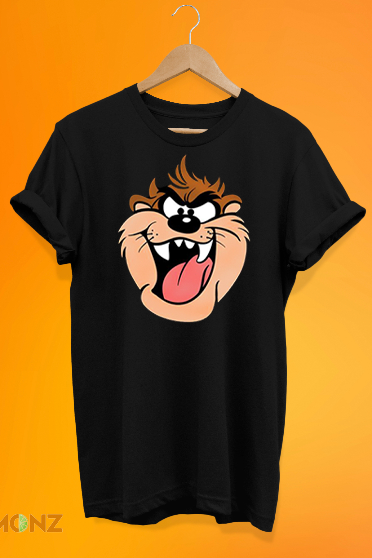 Remonz Tazmanya Canavarı Baskılı %100 Pamuk Oversize T-Shirt Büyük Beden