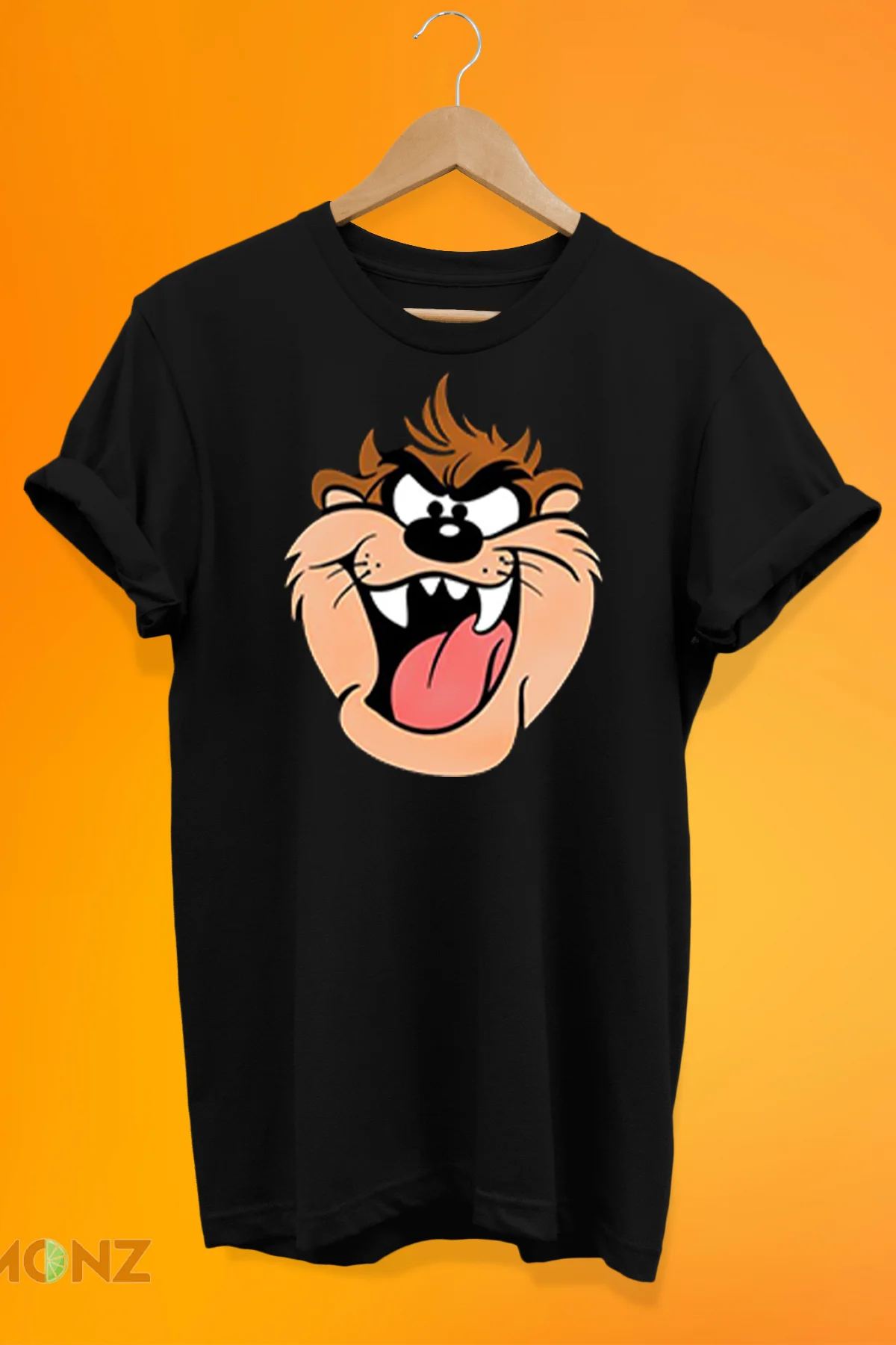 Tazmanya Canavarı Baskılı %100 Pamuk Oversize T-shirt Büyük Beden