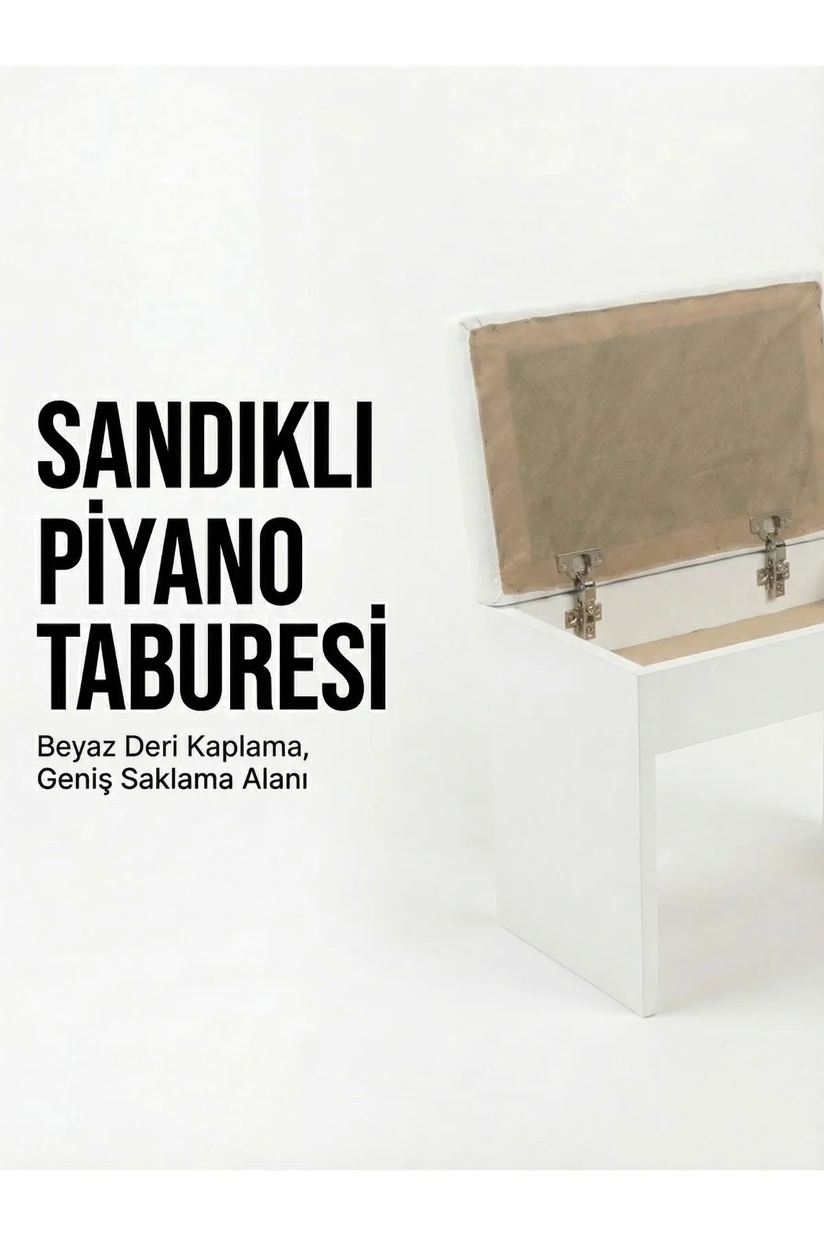 TBRSD-WH Sandıklı Piyano Taburesi (Beyaz) TBRSD-WH Sandıklı Piyano Taburesi (Beyaz)