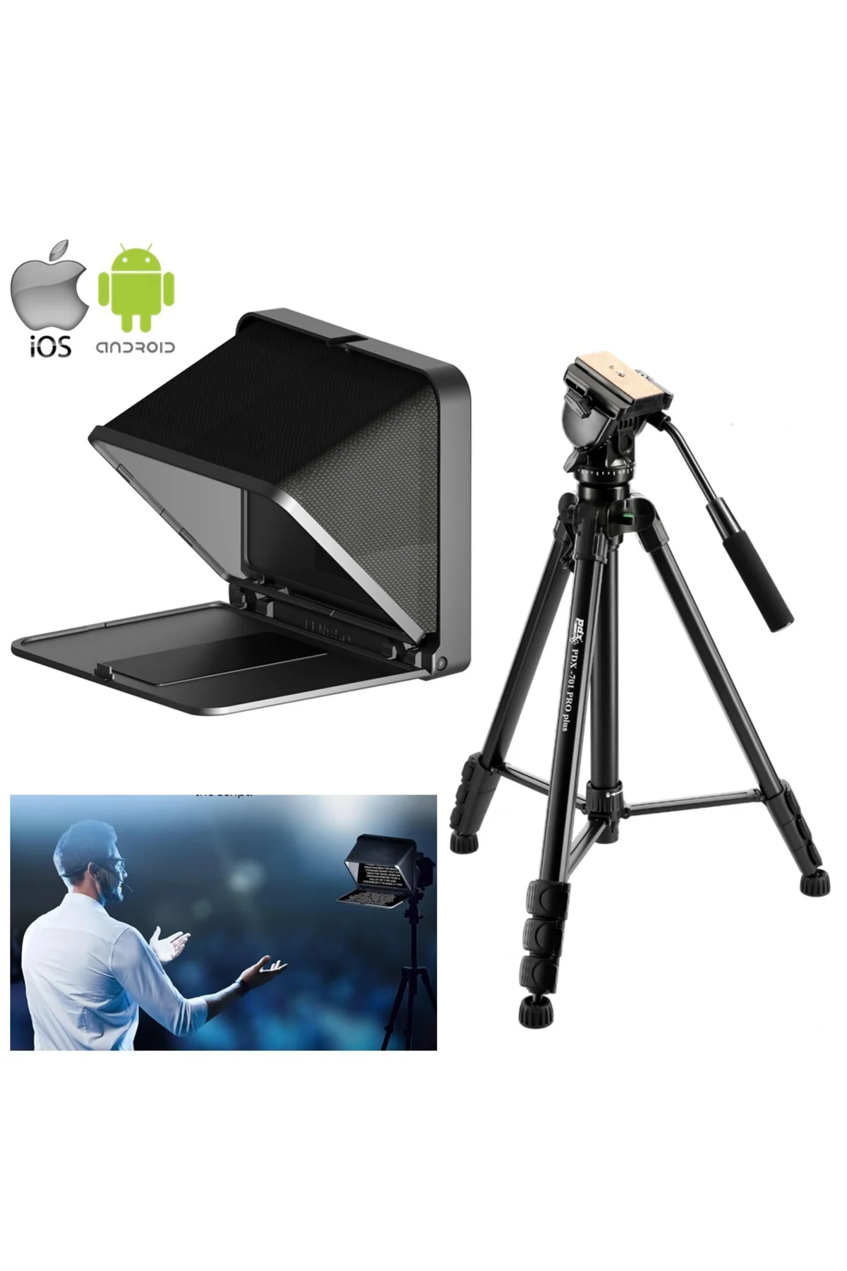 TC7 Teleprompter + 2 Metre Profesyonel Tripod Kit