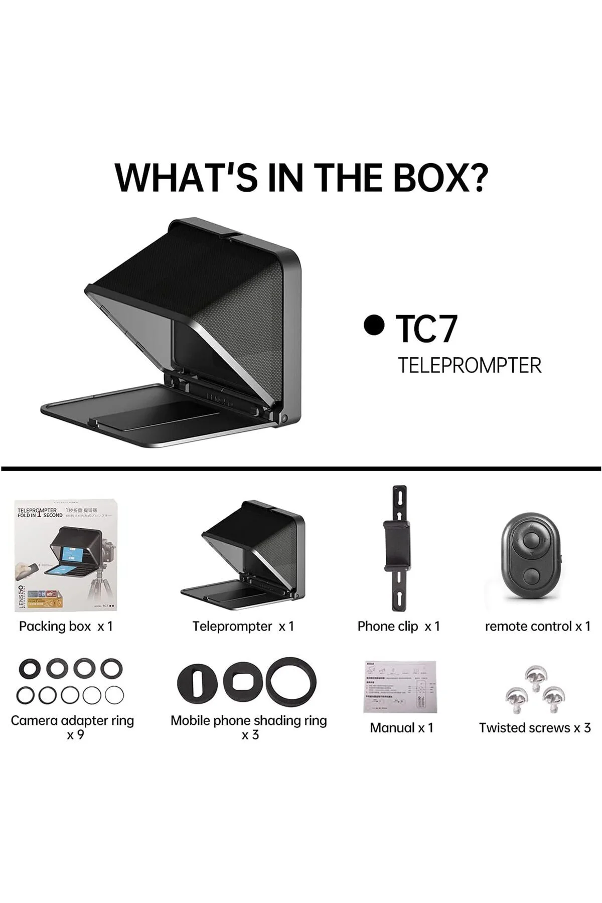 TC7 Teleprompter + 2 Metre Profesyonel Tripod Kit