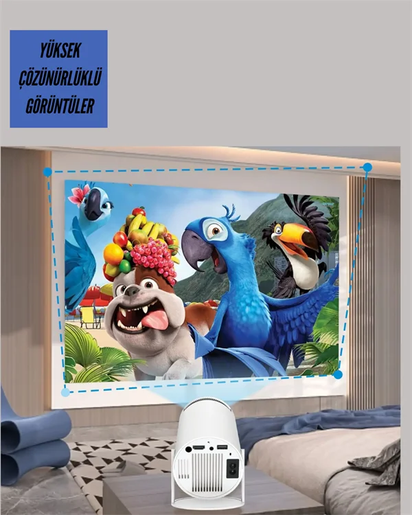 TÇift Kollu Tasarımlı Kablosuz Projeksiyon – 4K, 10.000 Oyun ve Smart App Desteği Yeni Nesil TÇift Kollu Tasarımlı Kablosuz Projeksiyon – 4K, 10.000 Oyun ve Smart App Desteği Yeni Nesil