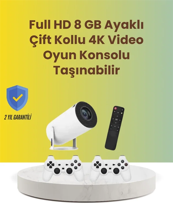 TÇift Kollu Tasarımlı Kablosuz Projeksiyon – 4K, 10.000 Oyun ve S