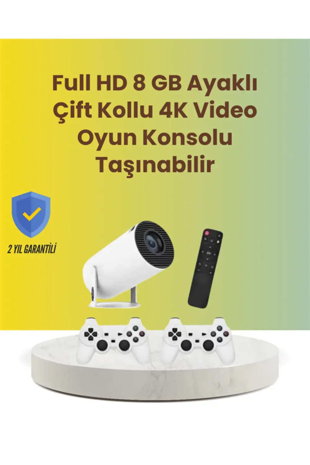 TÇift Kollu Tasarımlı Kablosuz Projeksiyon – 4K, 10.000 Oyun ve S
