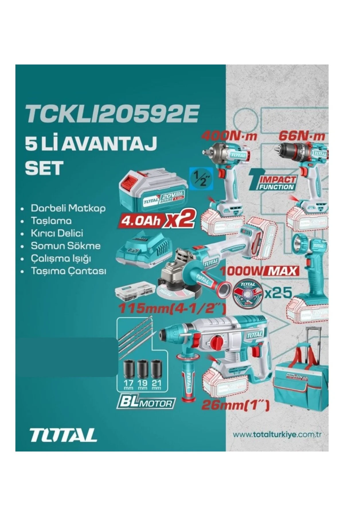 TCKLI20592E TOTAL AVANRAJ 5Lİ SET