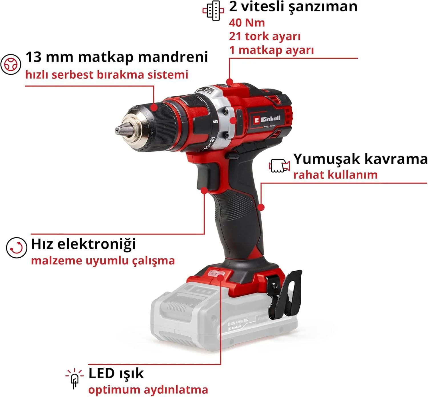 TE CD 18/40 Lİ Solo Vidalama