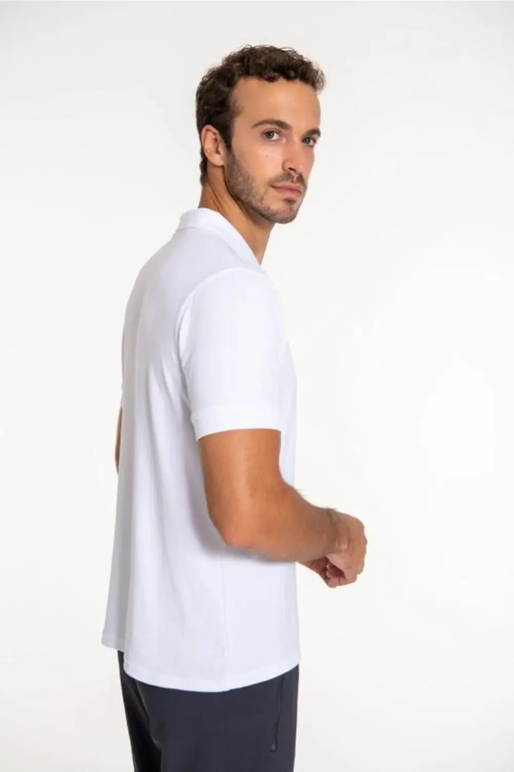 Teal Polo Yaka Erkek Kısa Kollu Tişört Beyaz Tea0404