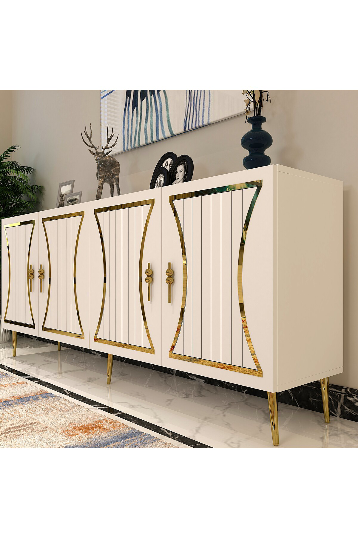 Cantek Dizayn Teanct (Kb150) Konsol Beyaz-Altin