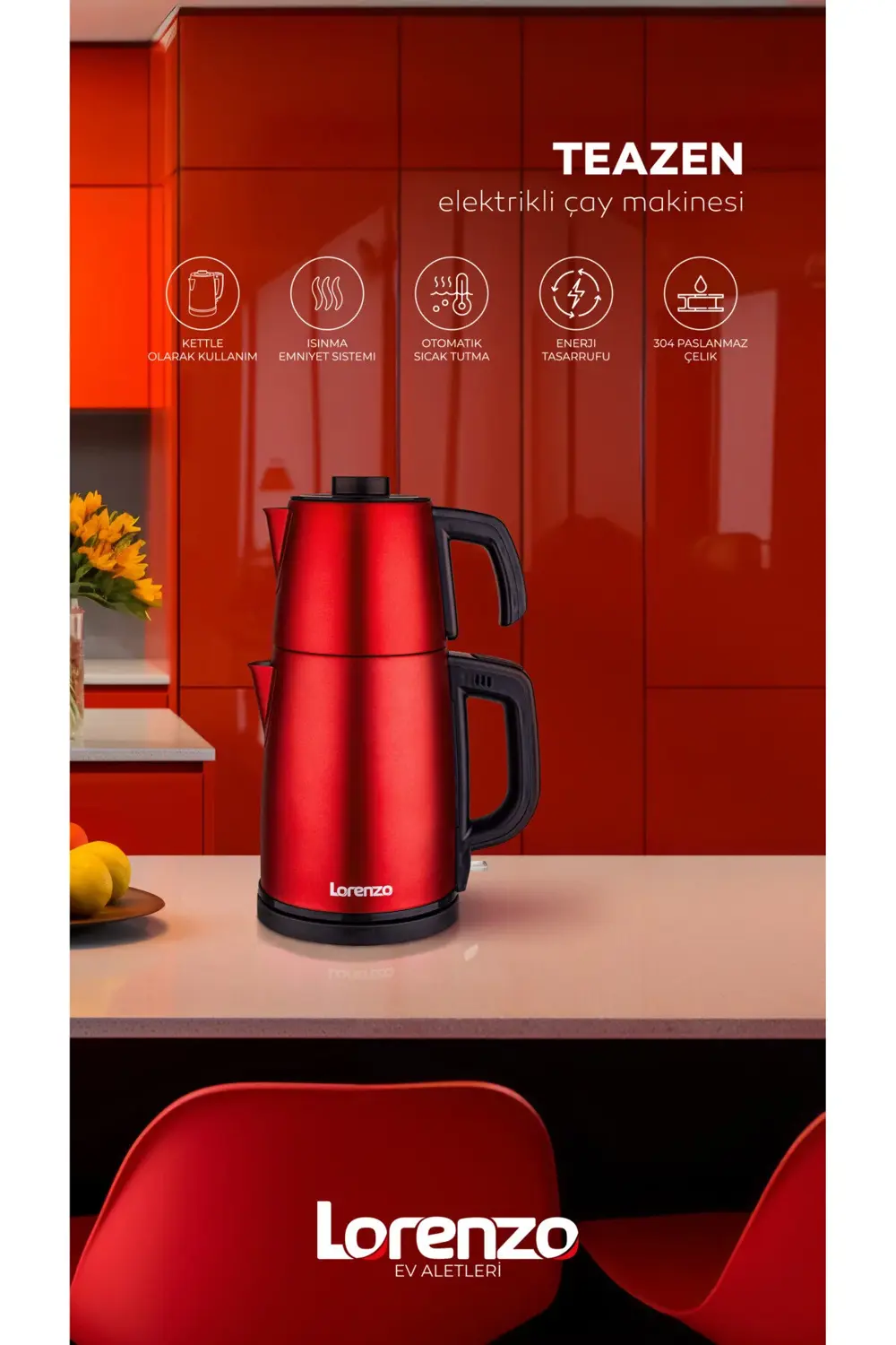 Lorenzo Teazen Çelik Çay Makinesi