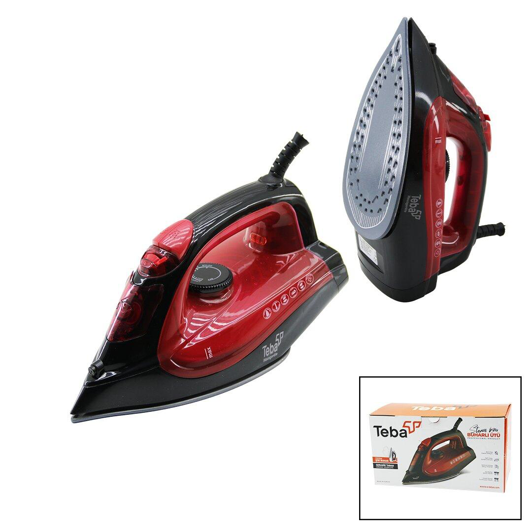 TEBA BUHARLI ÜTÜ  2200W   SERAMİK TABAN   ŞOK BUHAR=180GR - SÜREK