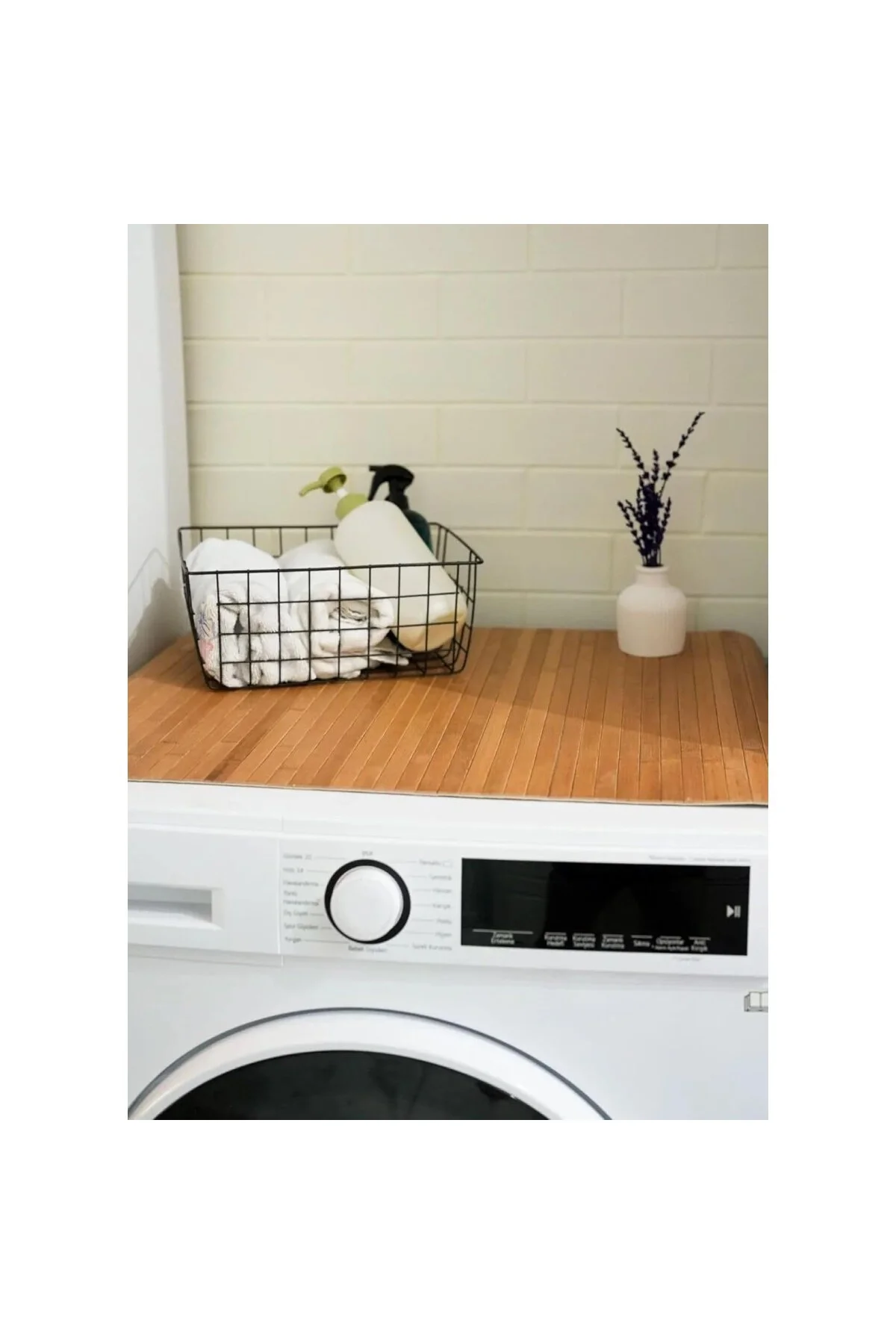 TechbutiQ Kaydırmaz Tabanlı Bambu Banyo Paspası – 70x45 cm Doğal 