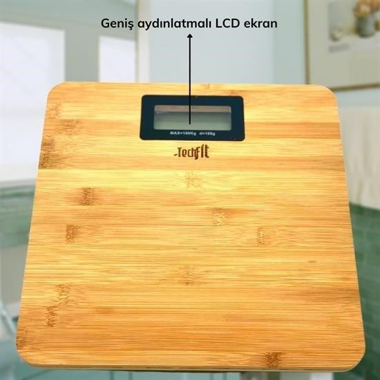 Techfit Bambu Banyo Baskülü Yüksek Hassasiyetli Darbelere Dijital Techfit Bambu Banyo Baskülü Yüksek Hassasiyetli Darbelere Dijital