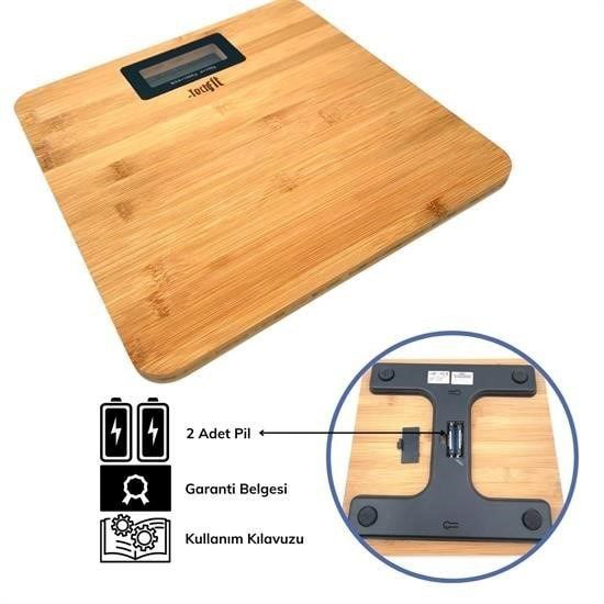 Techfit Bambu Banyo Baskülü Yüksek Hassasiyetli Darbelere Dijital Techfit Bambu Banyo Baskülü Yüksek Hassasiyetli Darbelere Dijital