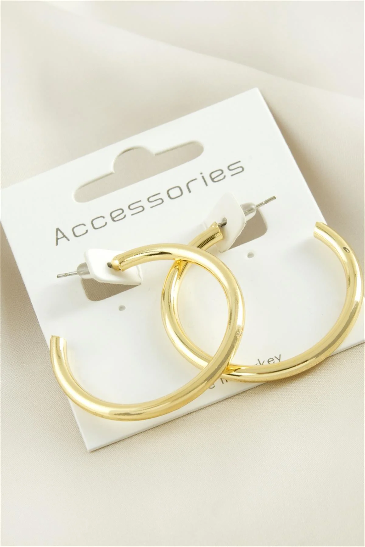 TECHMRT Boru Halka Küpe (224819) 3,5 cm-Sarı