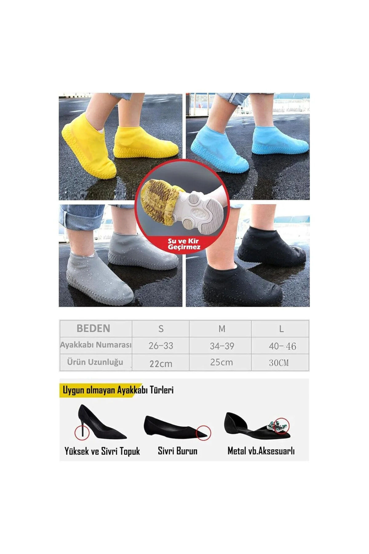 TechnoSmart Silikon Yağmur Koruyucu Ayakkabı Kılıfı Kaymaz Su Kir