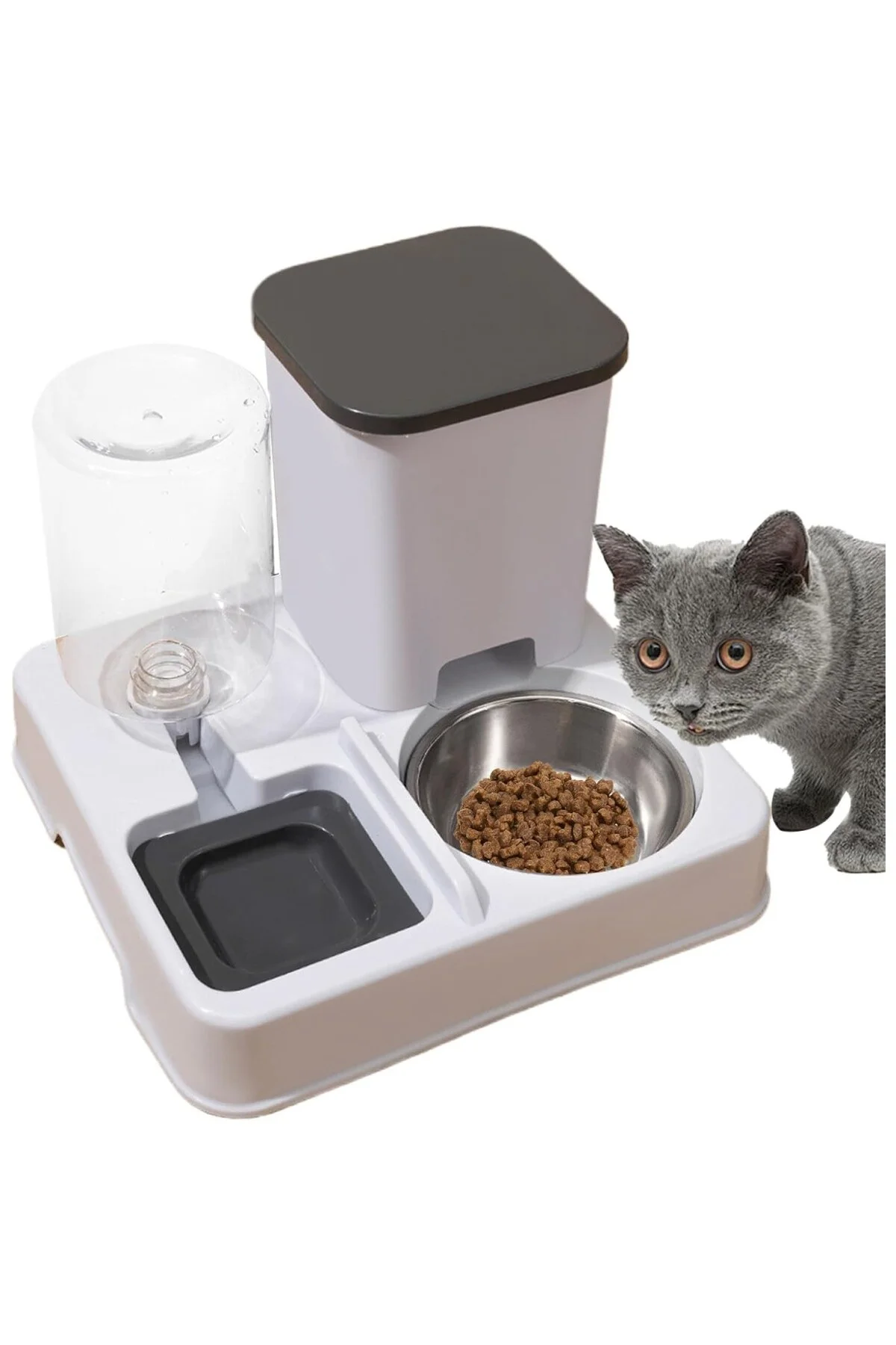 TechTic Otomatik Kedi&Köpek Mama Su Kabı 2'si 1 Arada Su Sebili E