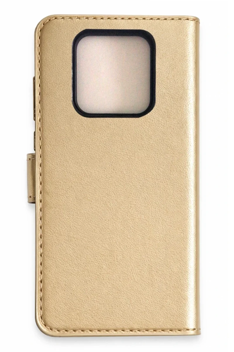 Tecno Camon 16 Prime Trend S Plus Kapaklı Kılıf - Gold Tecno Camon 16 Prime Trend S Plus Kapaklı Kılıf - Gold