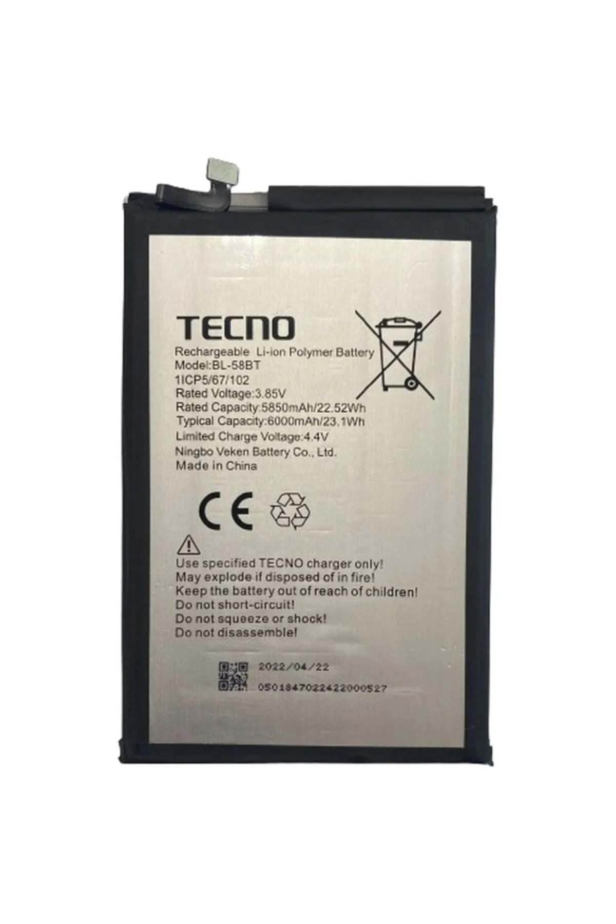Tecno Pouvoır 4 Pro Pil Batarya Bl-58bt
