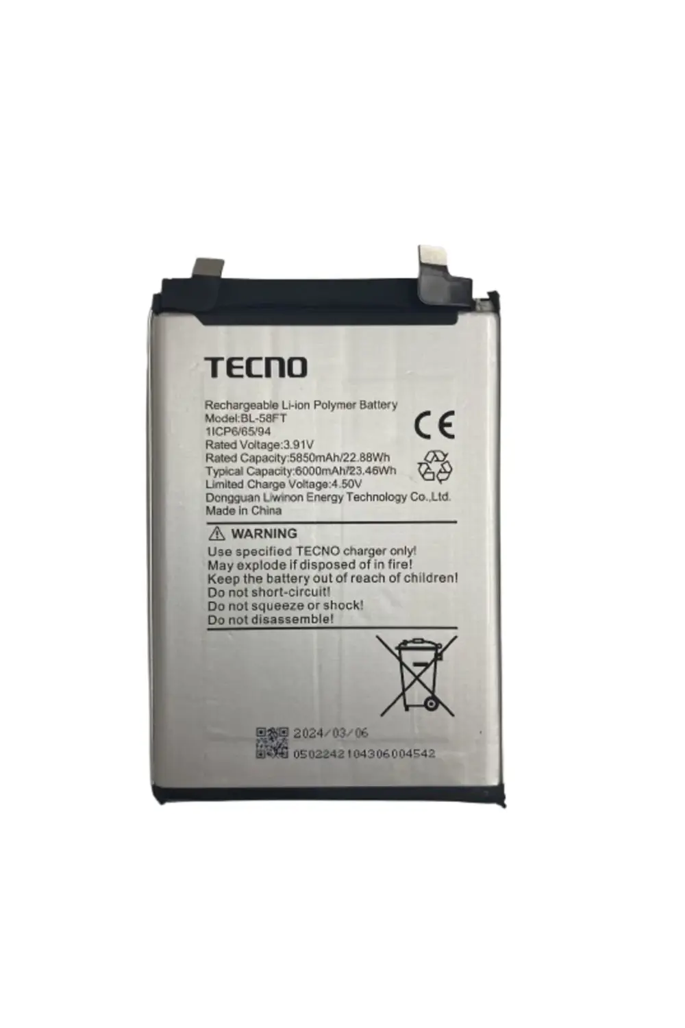 Tecno Pova 6 / Pova 6 Pro Pil Batarya BL-58FT 6000 mAh