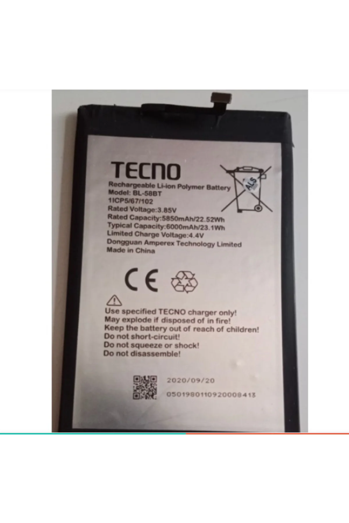 Tecno POVA NEO Batarya Pil BL-58BT Batarya Pil