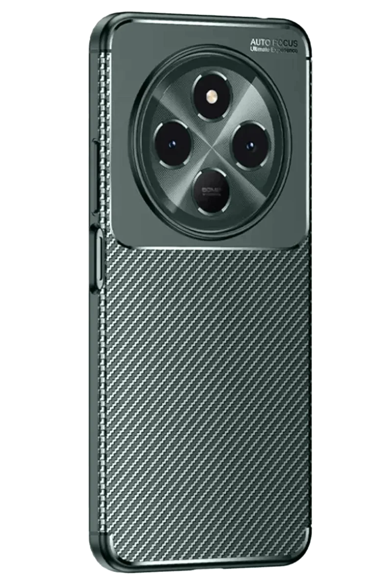 Tecno Spark 30C Kılıf Auto Focus Karbon Kapak - Koyu Yeşil Tecno Spark 30C Kılıf Auto Focus Karbon Kapak - Koyu Yeşil