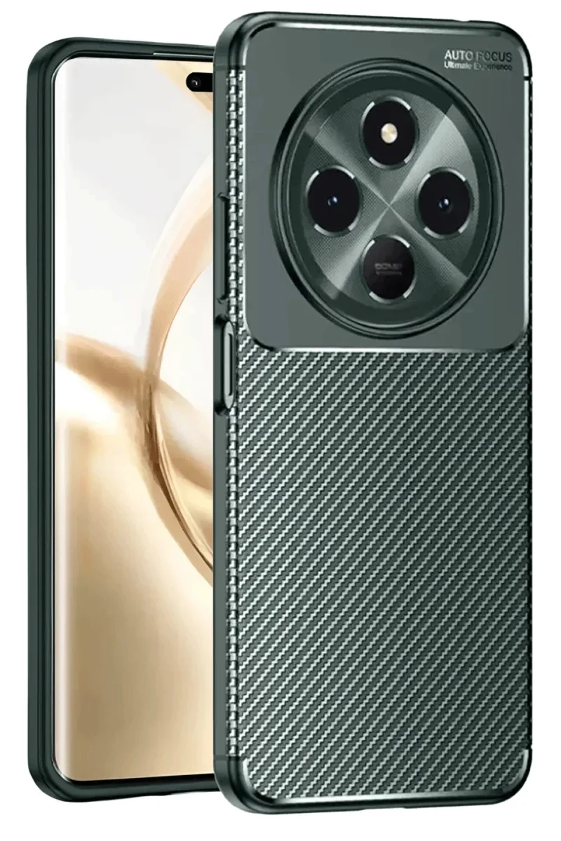 Tecno Spark 30C Kılıf Auto Focus Karbon Kapak - Koyu Yeşil Tecno Spark 30C Kılıf Auto Focus Karbon Kapak - Koyu Yeşil