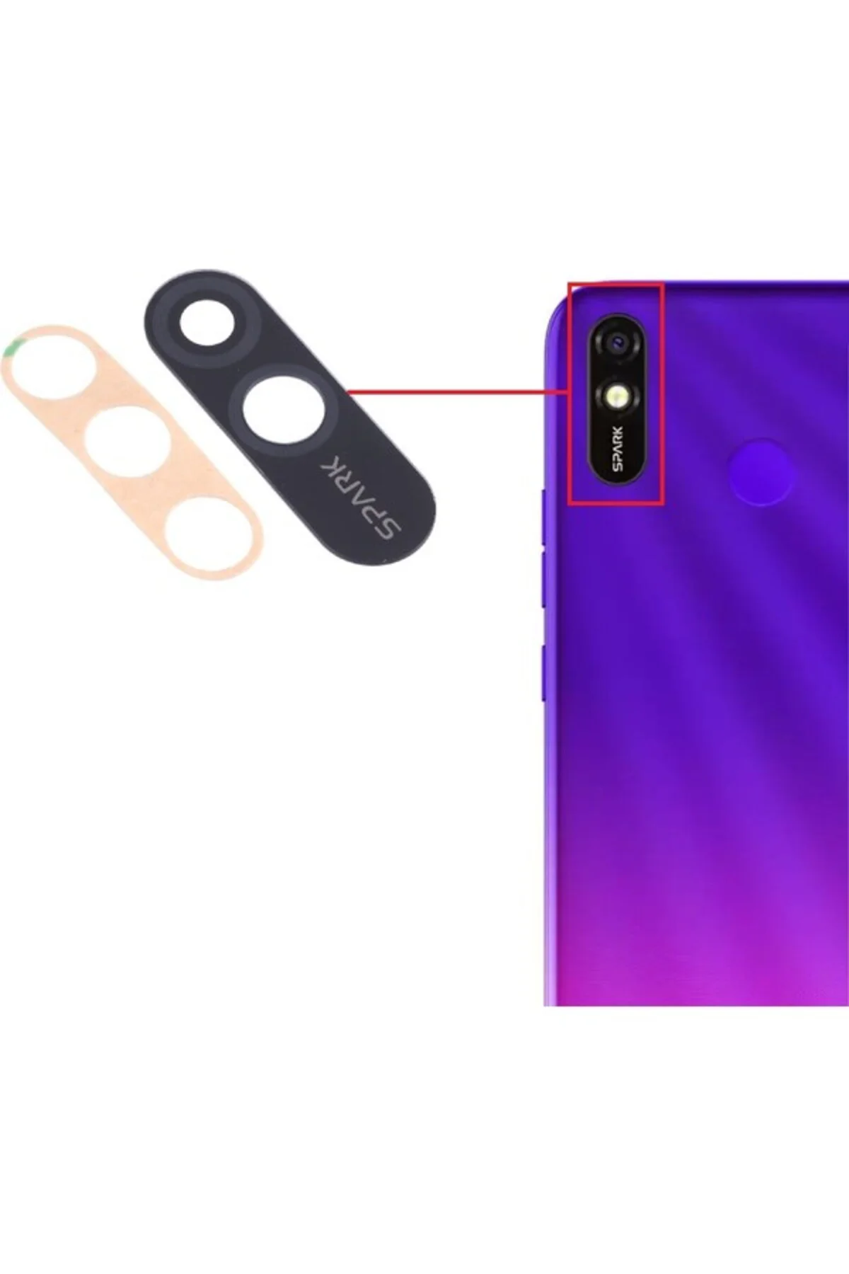 Tecno Spark 4 Lite Uyumlu Kamera Lensi Camı KC8S