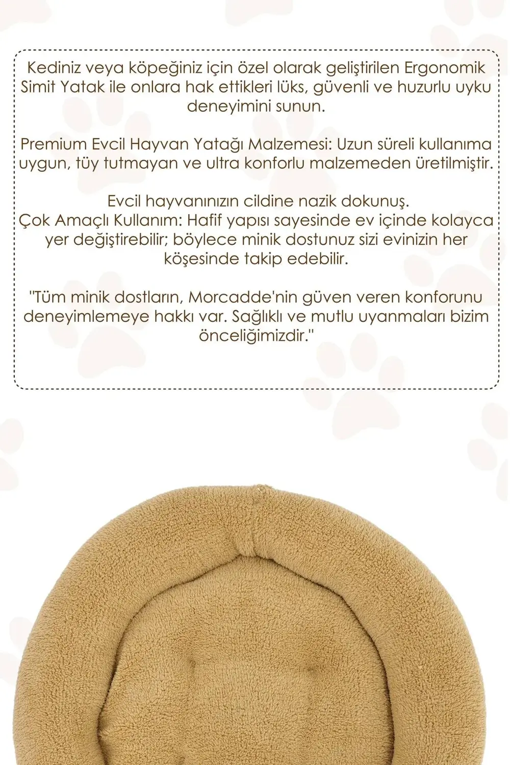 Mordesign Teddy Kumaş, Simit Kedi Yatağı, Köpek Yatağı,Evcil Hayvan Minderi