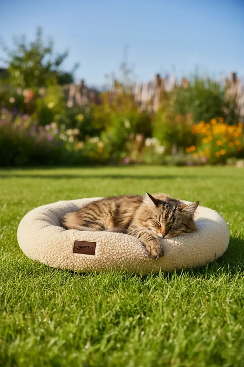 Mordesign Teddy Kumaş, Simit Kedi Yatağı, Köpek Yatağı,Evcil Hayvan Minderi