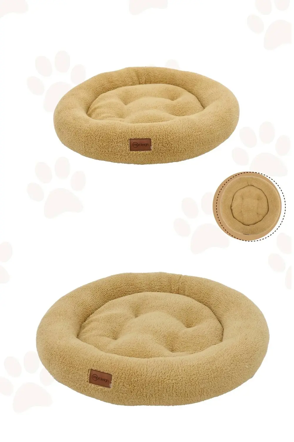 Mordesign Teddy Kumaş, Simit Kedi Yatağı, Köpek Yatağı,Evcil Hayvan Minderi