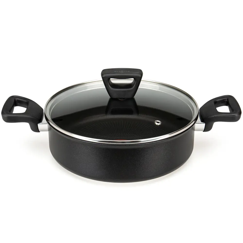 Tefal Titanium 3X Force 24 Cm Cam Kapaklı Kısa Tencere 2100134009