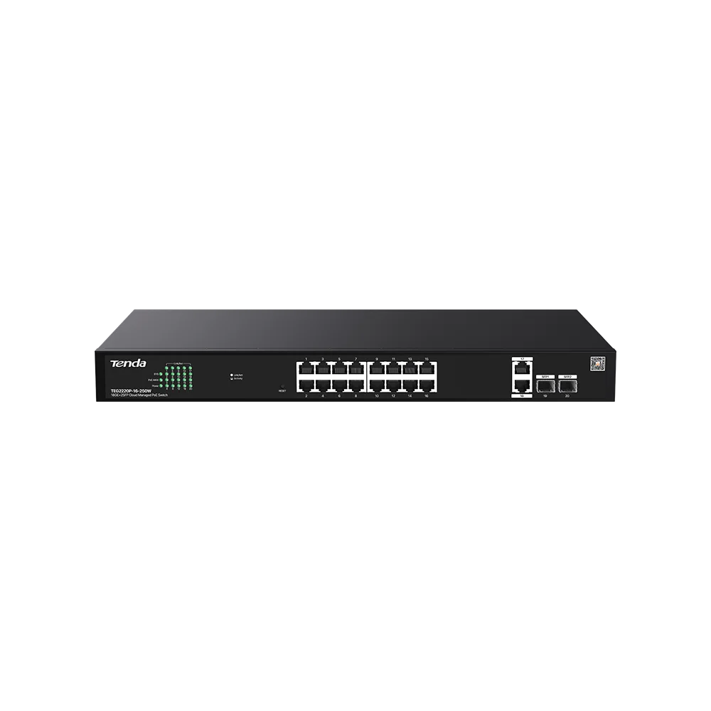 TEG2220P-16-250W 16 PORT 10/100/1000 16 PORT POE+ 2 X SFP 250W YONETILEBILIR DESKTOP SWITCH TEG2220P-16-250W 16 PORT 10/100/1000 16 PORT POE+ 2 X SFP 250W YONETILEBILIR DESKTOP SWITCH