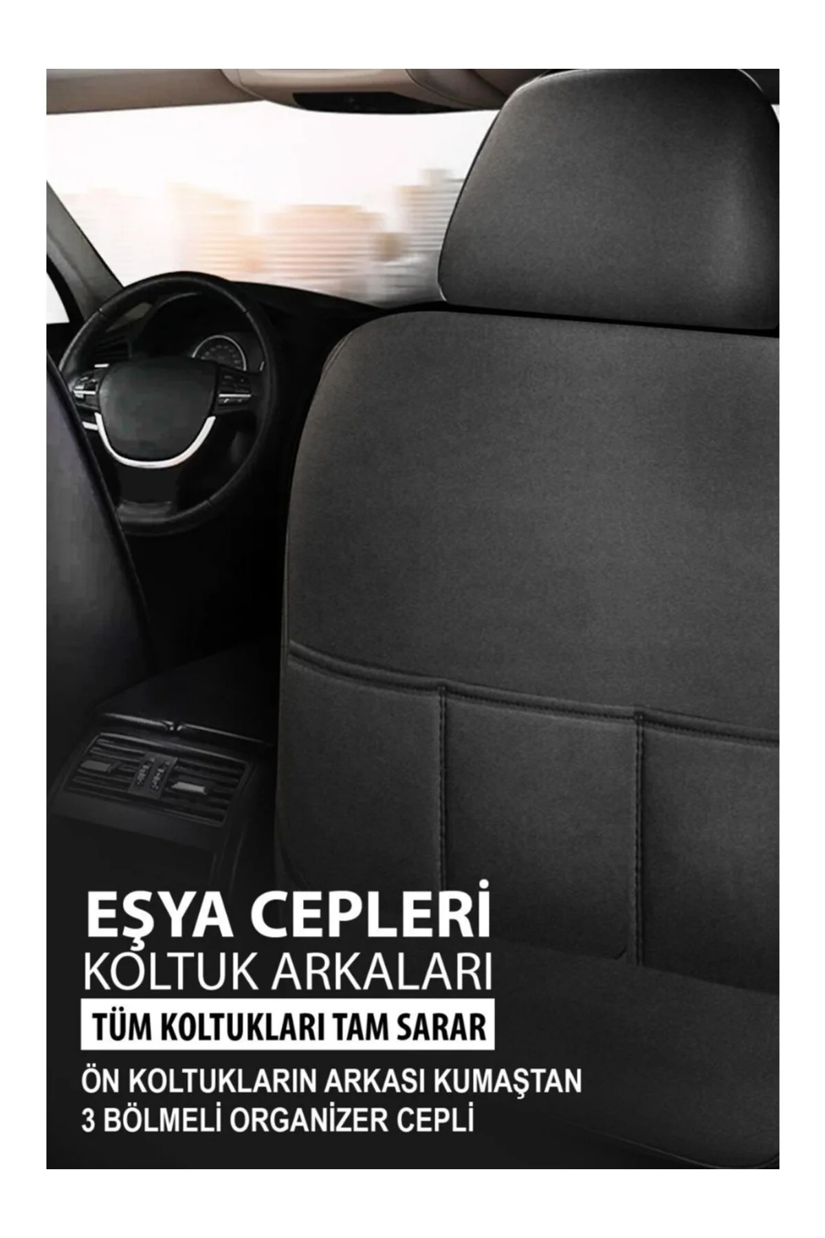 Tegin Jetdrive Ticari Araç 2+1 Üniversal Siyah Deri Koltuk Kılıfı