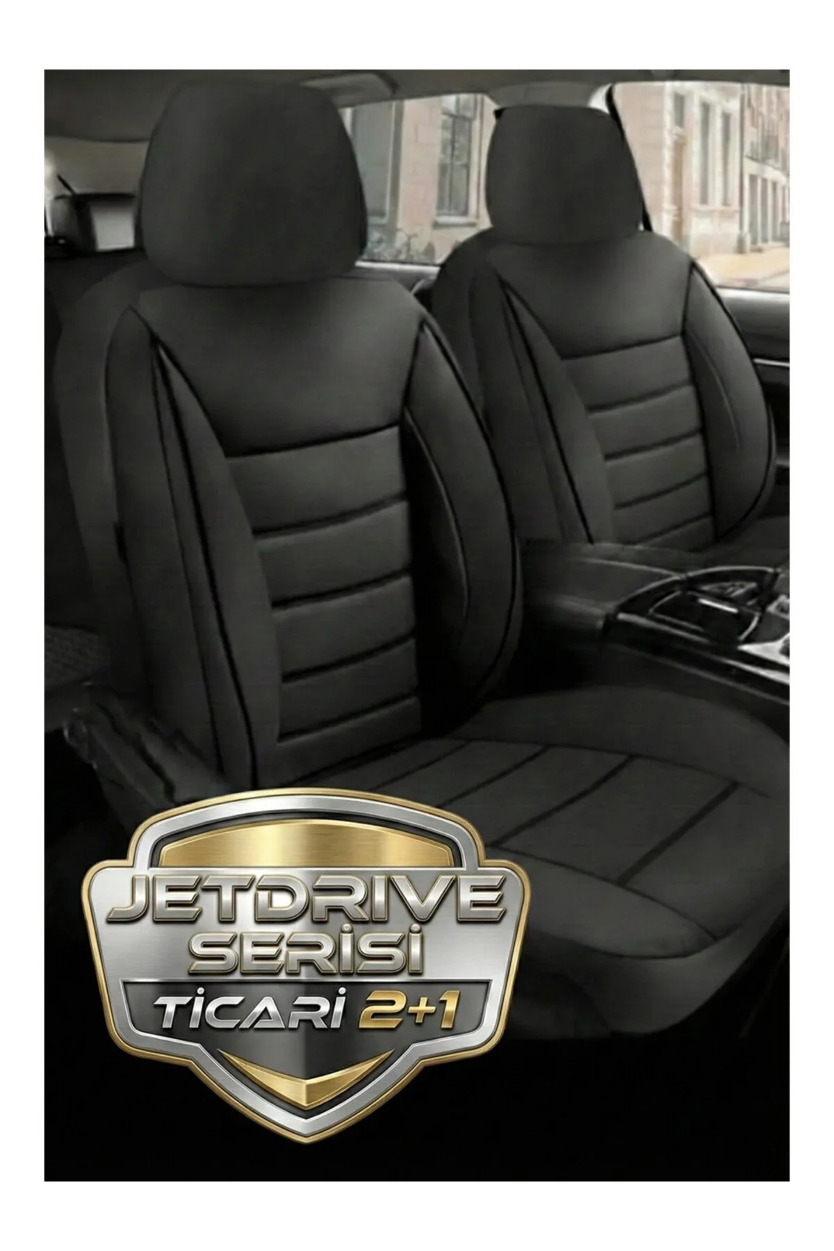 Tegin Jetdrive Ticari Araç 2+1 Üniversal Siyah Deri Koltuk Kılıfı