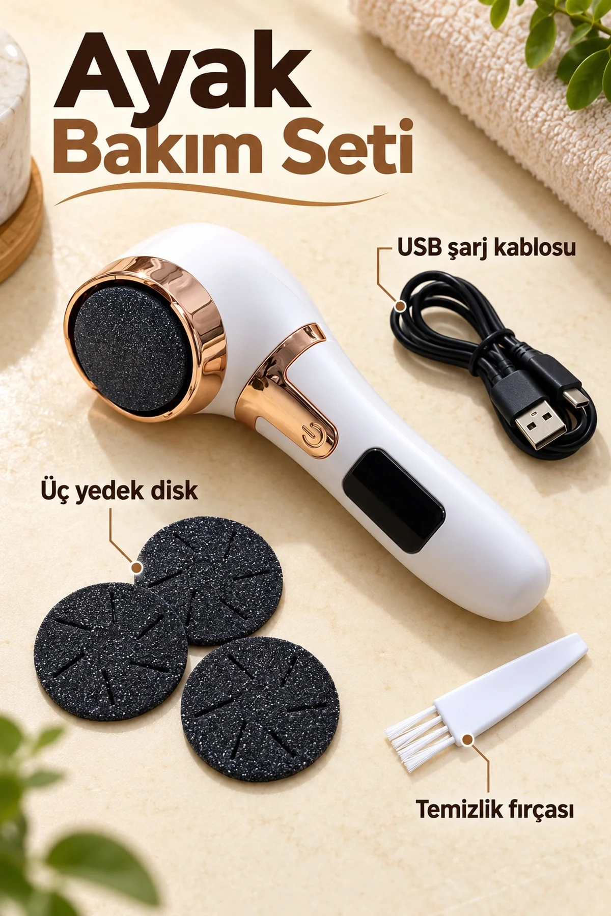 Tek Düğmeyle Hız Ayarlı Şarjlı Ayak Törpüsü Tek Düğmeyle Hız Ayarlı Şarjlı Ayak Törpüsü