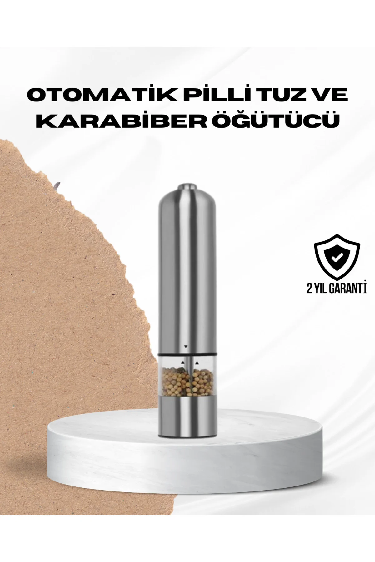 Tek Elle Kullanılan Otomatik Baharat Değirmeni Işıklı Sistem