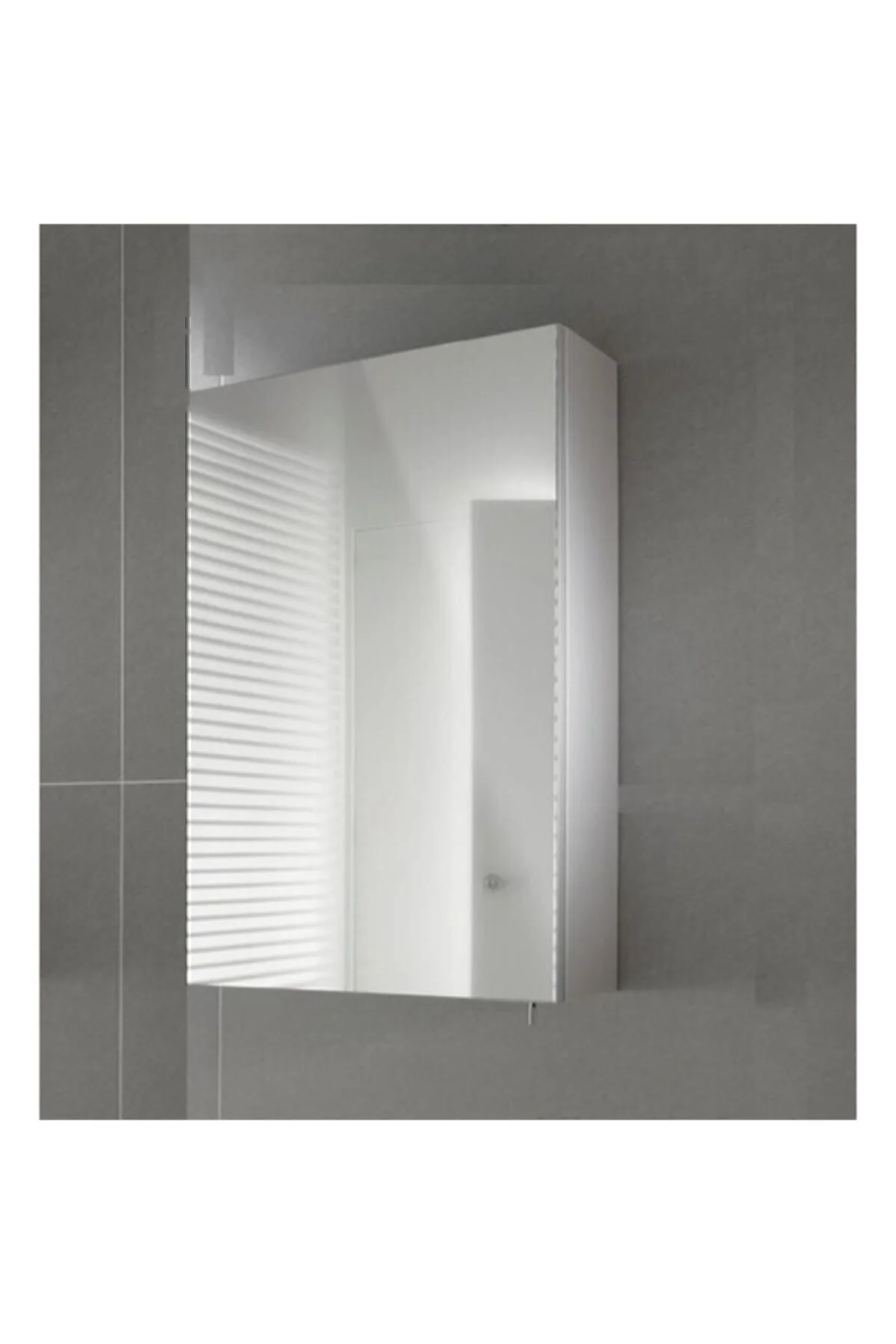 Tek Kapaklı %100 Suntalan Aynalı Banyo Dolabı Üst Modülü Beyaz Su