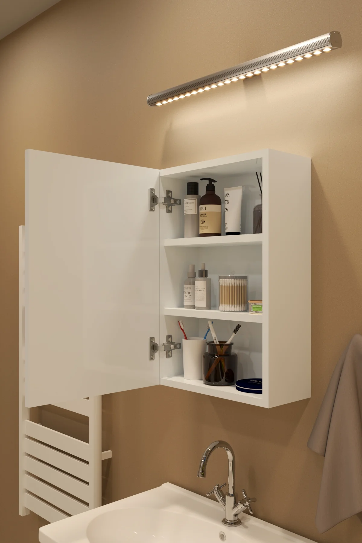 Tek Kapaklı Lavobo Üstü Aynalı Banyo Dolabı