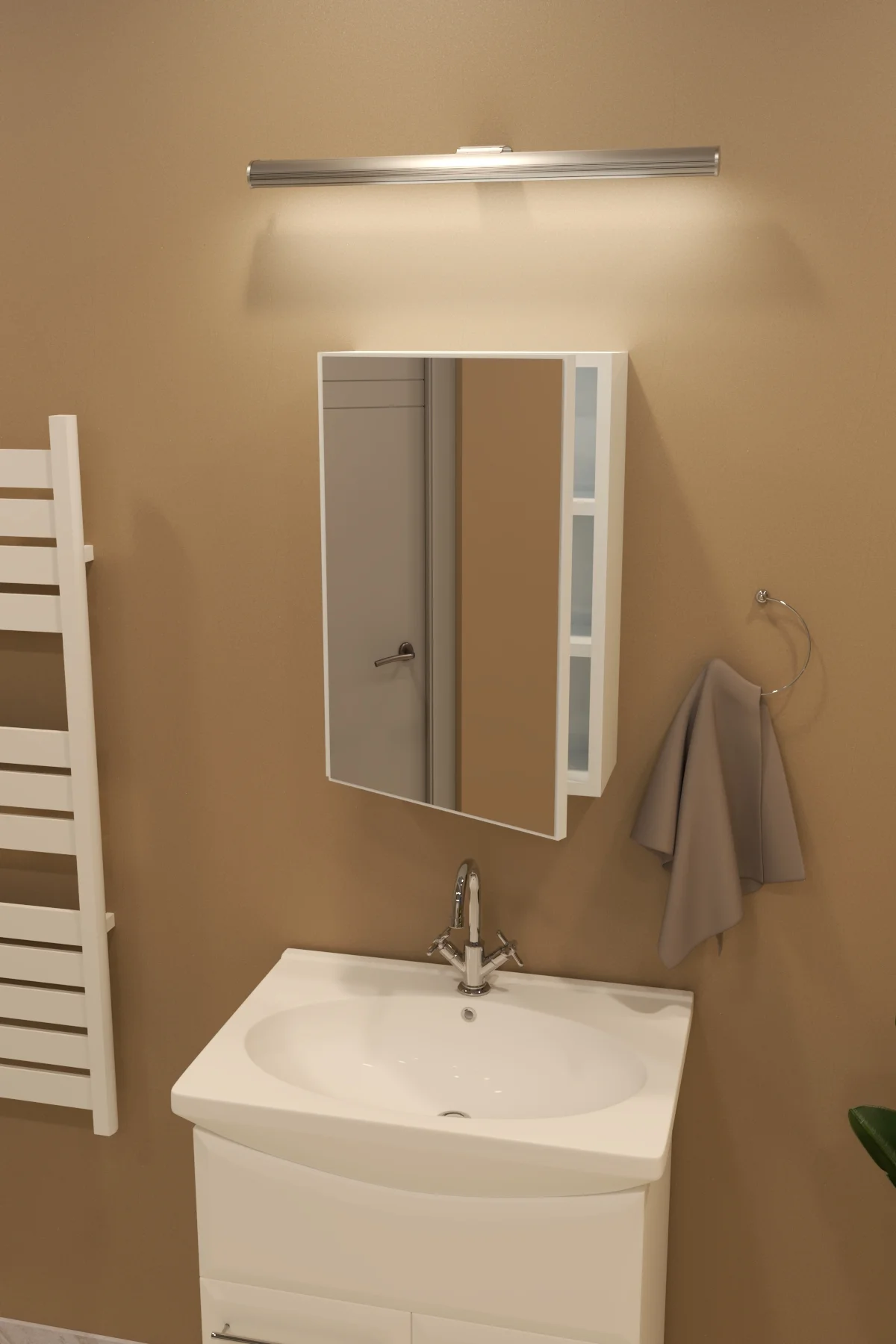 Tek Kapaklı Lavobo Üstü Aynalı Banyo Dolabı