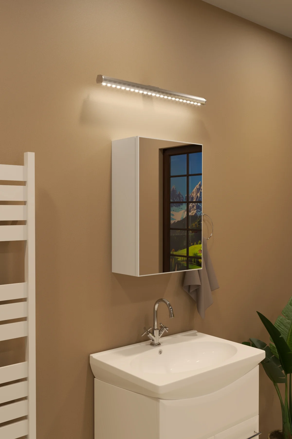 Tek Kapaklı Lavobo Üstü Aynalı Banyo Dolabı