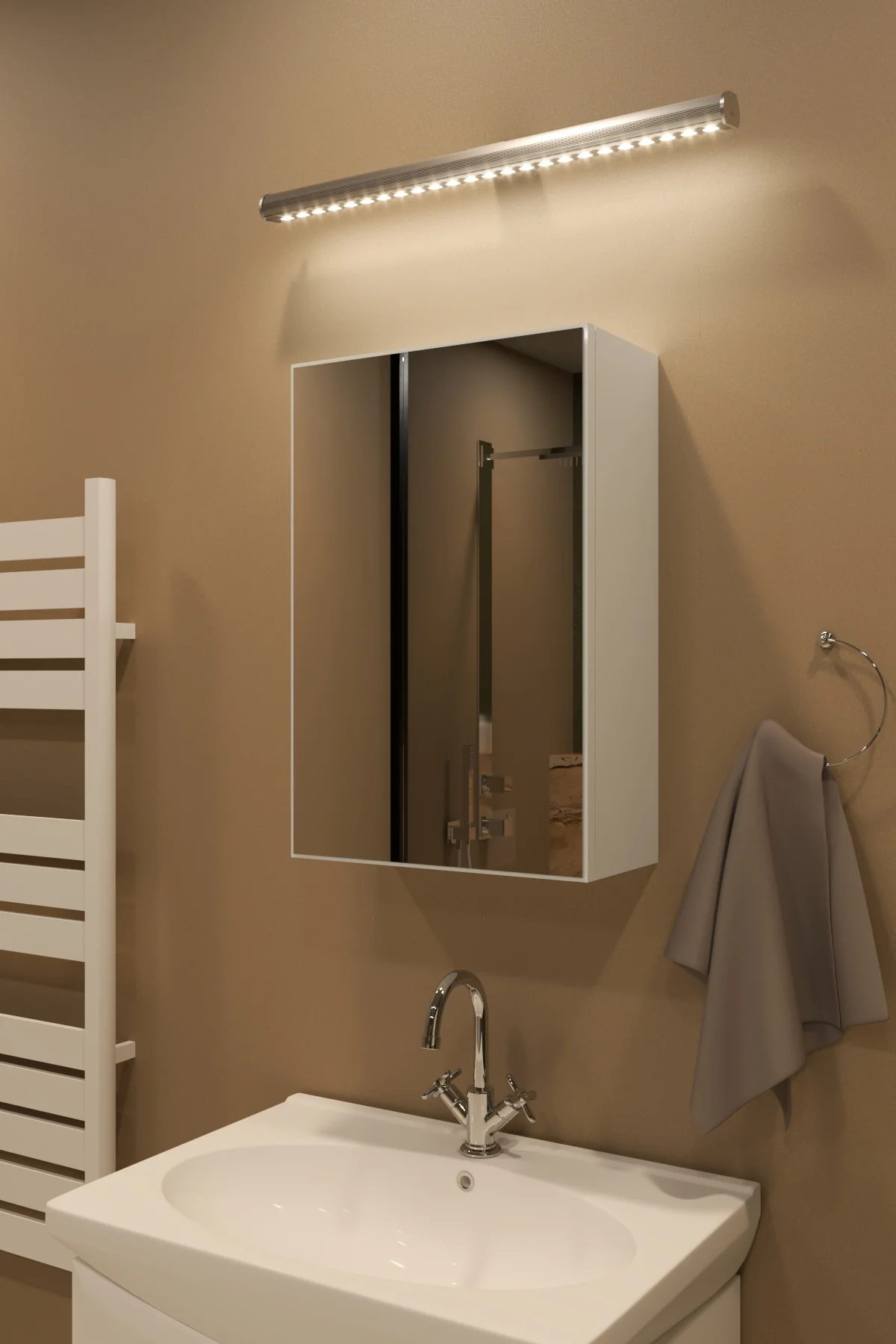 Tek Kapaklı Lavobo Üstü Aynalı Banyo Dolabı