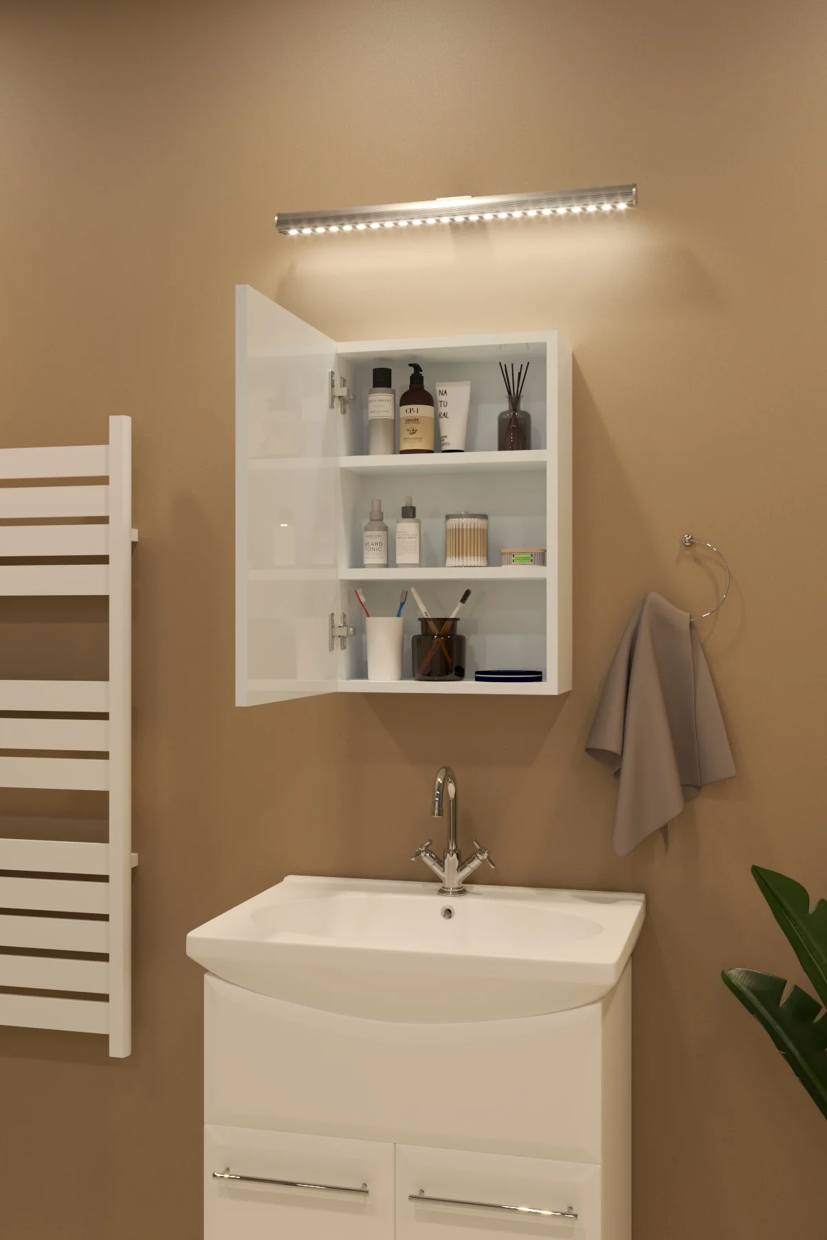 Tek Kapaklı Lavobo Üstü Aynalı Banyo Dolabı