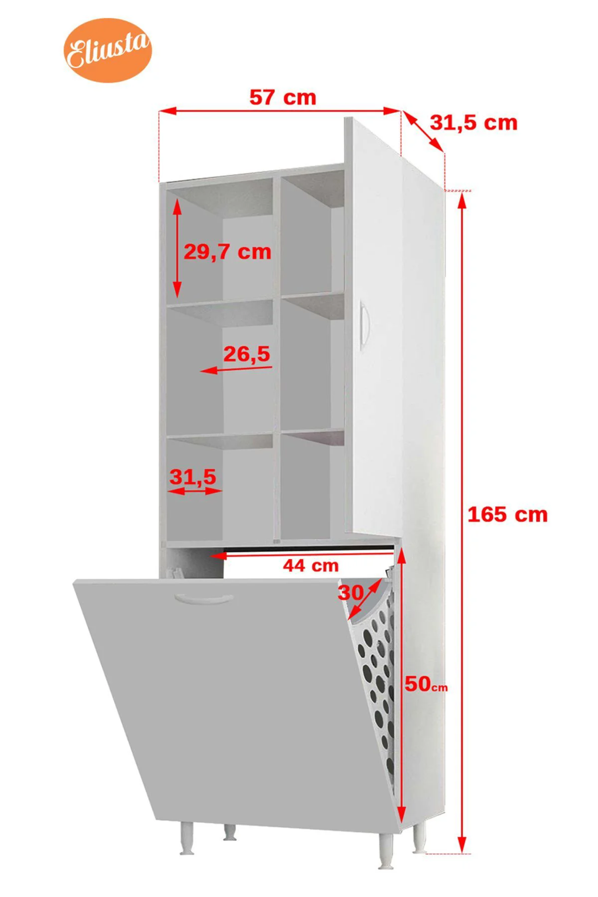 Tek Kapaklı Sepetli Banyo Dolabı