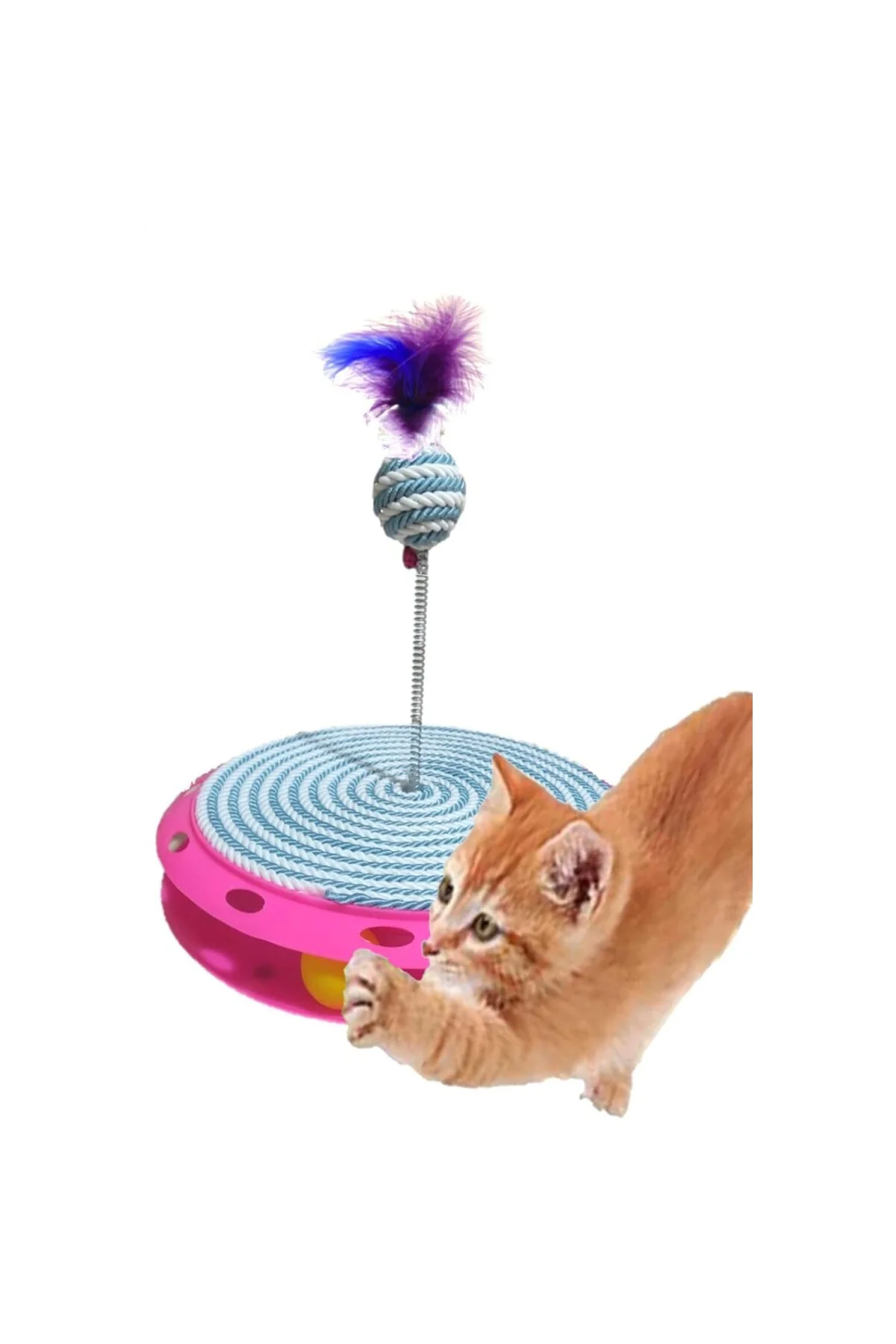 Tek Katlı Eğlenceli Kedi Oyuncağı Ve Tırmalama (TURKUAZ)