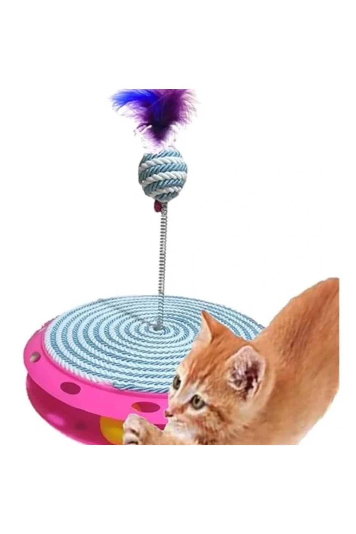 Tek Katlı Eğlenceli Kedi Oyuncağı Ve Tırmalama (TURKUAZ)